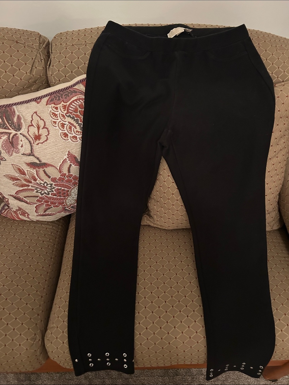 MICHAEL Michael Kors Black Knit Pants with Studded Hem